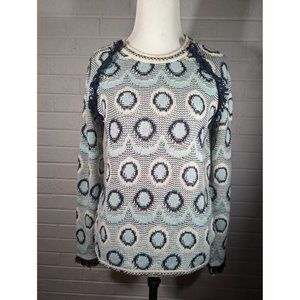 Maria Filo Women's Blue and Beige Knit Sweater Size M